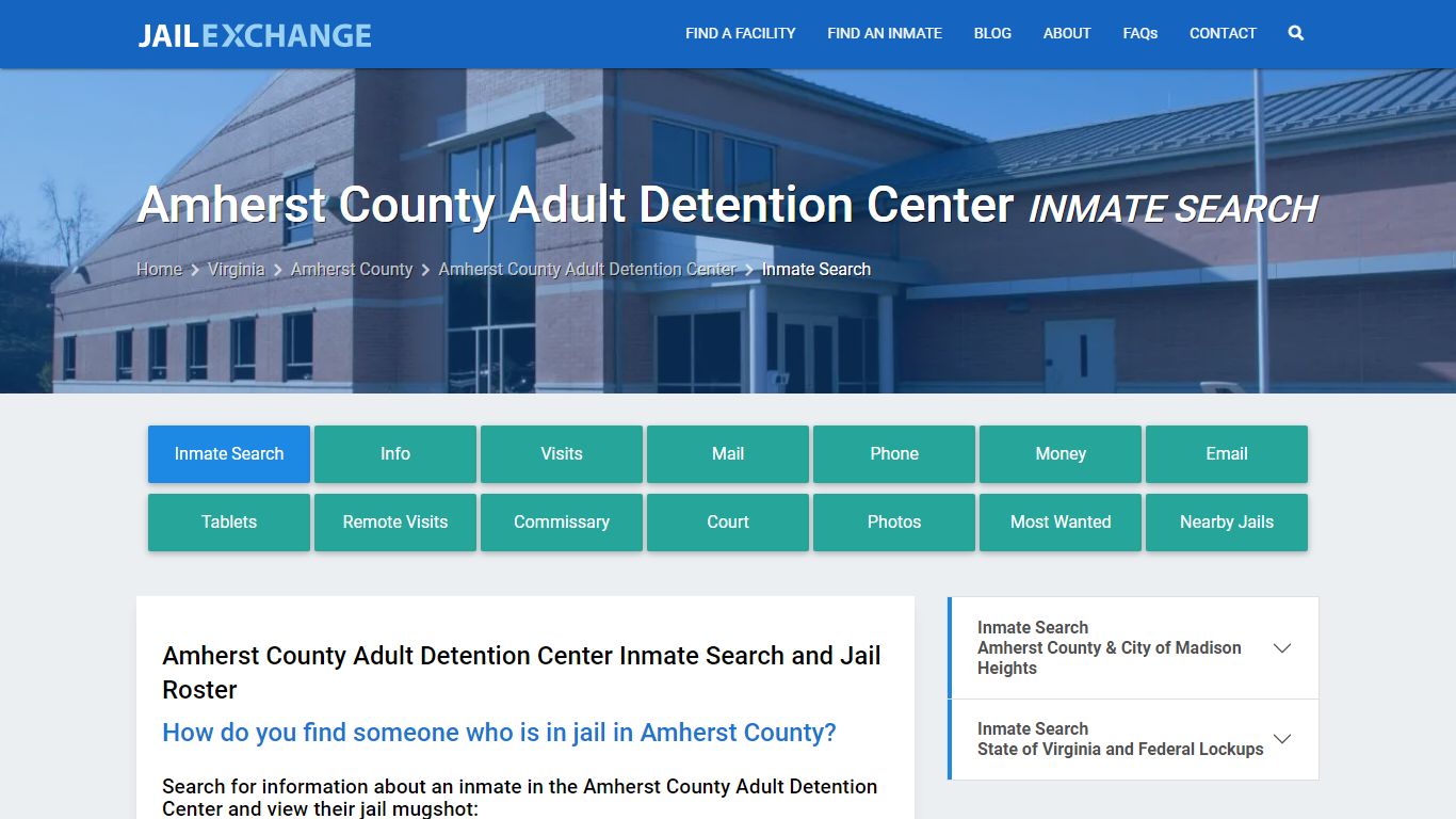 Amherst County Adult Detention Center Inmate Search - Jail Exchange